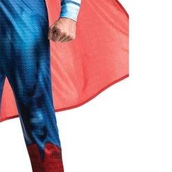 DC Comics Justice League Superman Deluxe Adult Costume -Entertainment Toy Store Superman Adult Deluxe Costume Close Up 2 820952