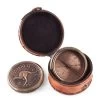Brass Australian Penny Compass With Embossed Leather Case 1 Brass Australian Penny Compass With Embossed Leather Case -Entertainment Toy Store Yellow Octopus Australian Penn Brass Compass Leather Case 5