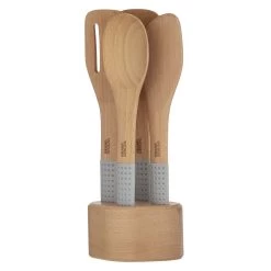 Beechwood Utensils With Stand | Set Of 4