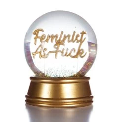 Feminist As F*ck | Glitter Ball Snow Globe -Entertainment Toy Store Yellow Octopus Feminist Snow Globe 3
