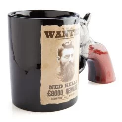 Ned Kelly Wanted Poster 3D Gun Handle Mug -Entertainment Toy Store Yellow Octopus Ned Kelly Gun Handle Mug 3