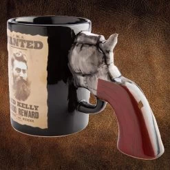 Ned Kelly Wanted Poster 3D Gun Handle Mug