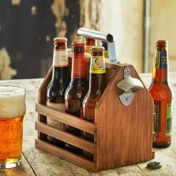 Timber Beer Caddy With Bottle Opener