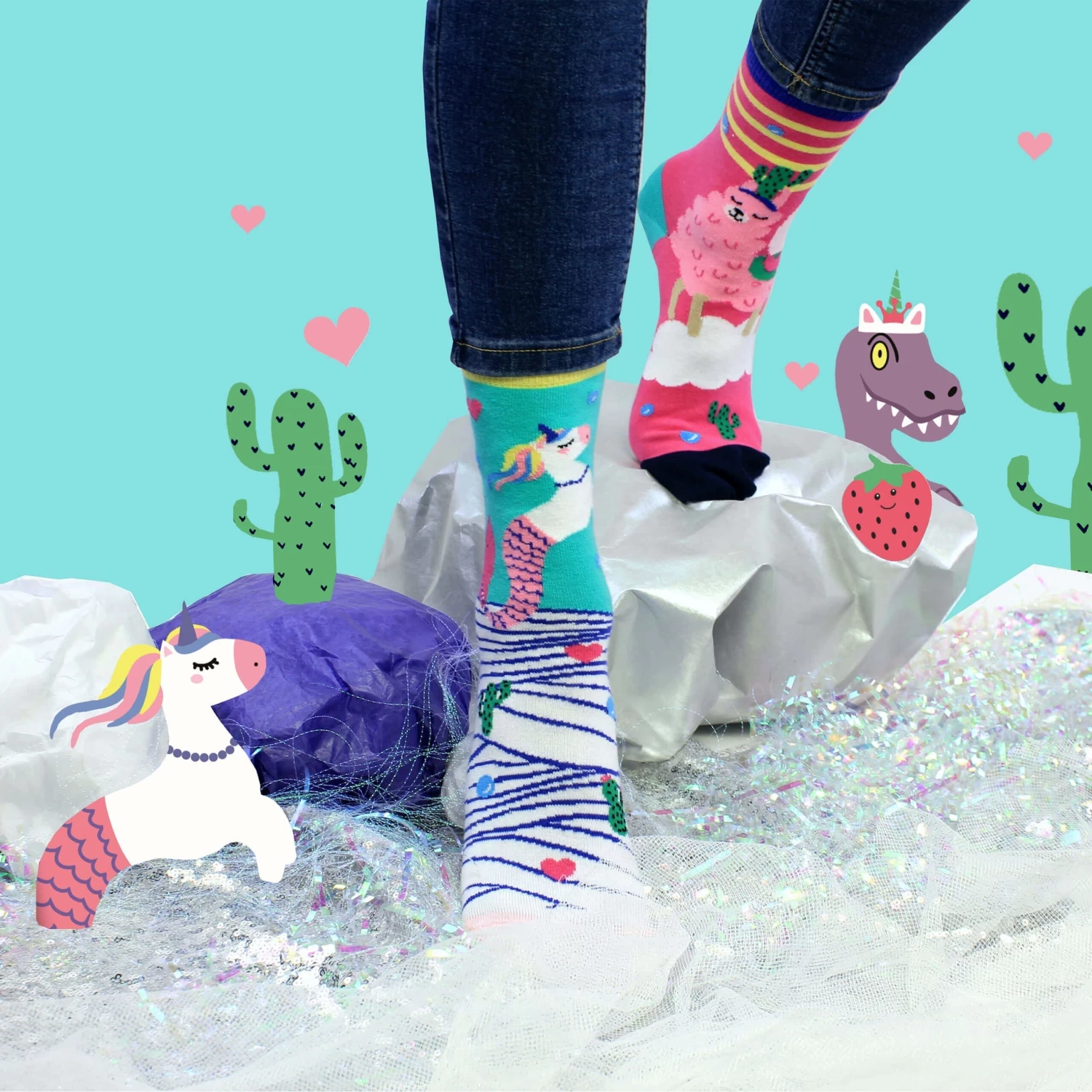 Unicorn Vs Llama In The Land Of The Cactus Oddsocks | 6 Socks 3 Unicorn Vs Llama In The Land Of The Cactus Oddsocks | 6 Socks