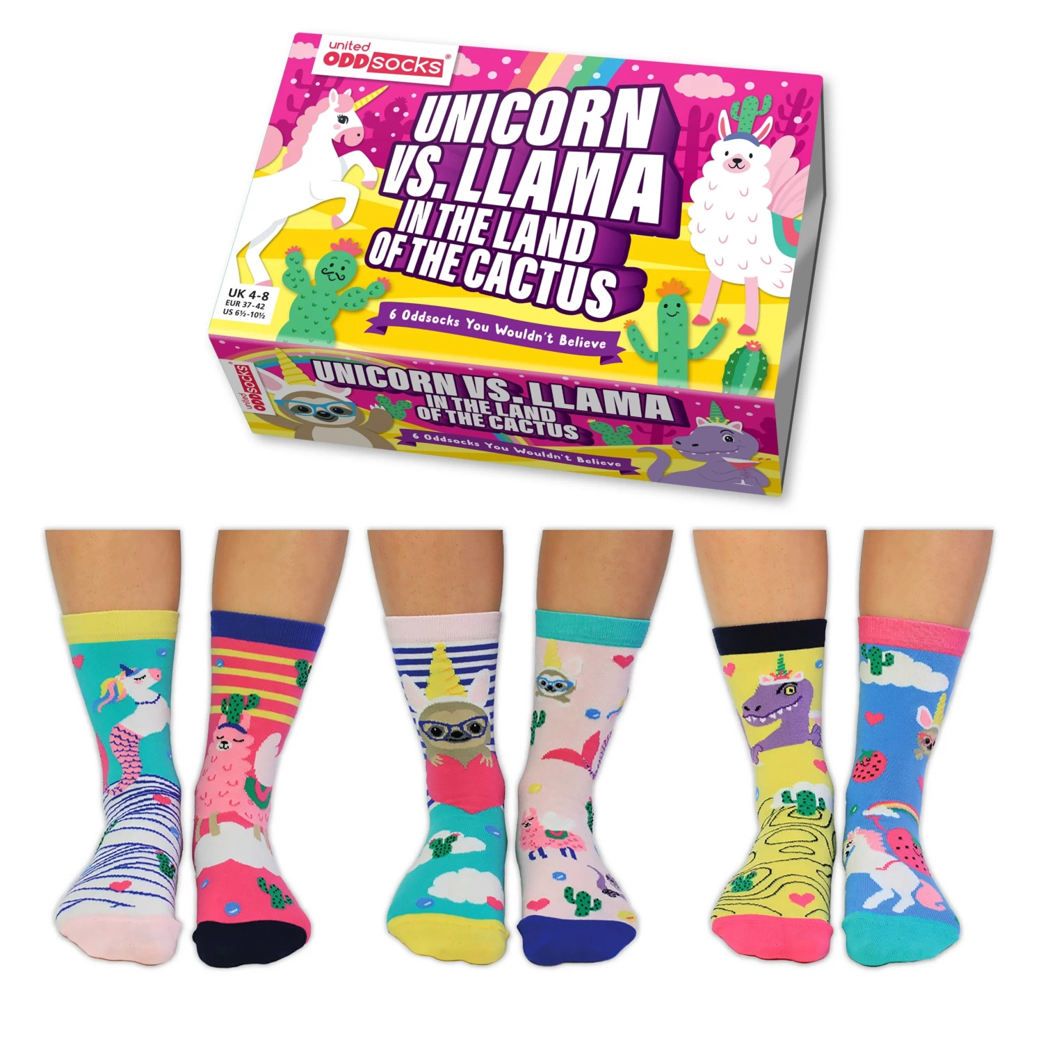 Unicorn Vs Llama In The Land Of The Cactus Oddsocks | 6 Socks 4 Unicorn Vs Llama In The Land Of The Cactus Oddsocks | 6 Socks - Image 2