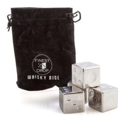 Stainless Steel Dice Whiskey Cubes + Carry Pouch