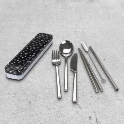 Retro Kitchen Stainless Steel Cutlery Set With Tin