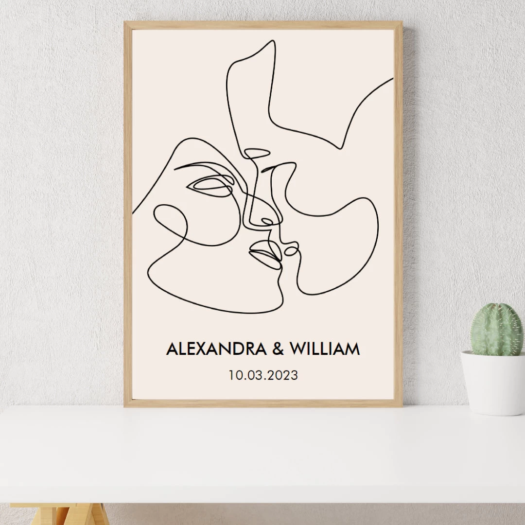 Personalised Couple Kiss Poster 3 Personalised Couple Kiss Poster