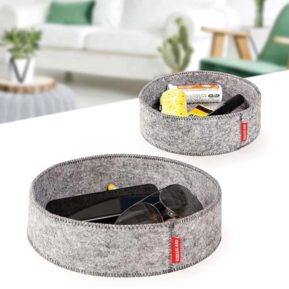 Kikkerland Set Of 2 Felt Catch-All Trays 3 Kikkerland Set Of 2 Felt Catch-All Trays