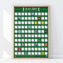 100 Golf Courses Bucket List Scratch Poster