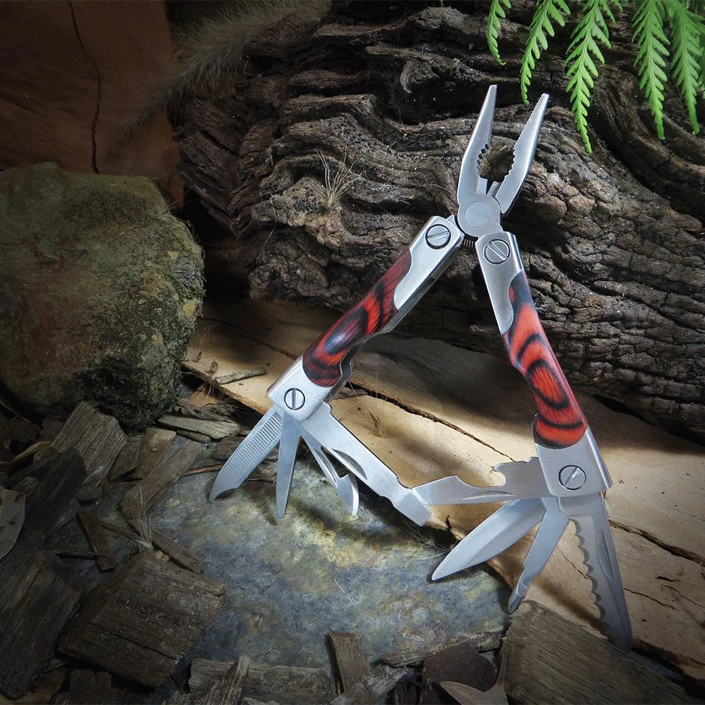 11-in-1 Multi-Tool Pliers With Wooden Grip 3 11-in-1 Multi-Tool Pliers With Wooden Grip