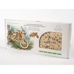 Ugears Mechanical Scrambler UGR-10 Motorbike & Sidecar Model Kit -Entertainment Toy Store yellow octopus Ugears Motorcycle Scrambler UGR 10 with sidecar packfront max 1100