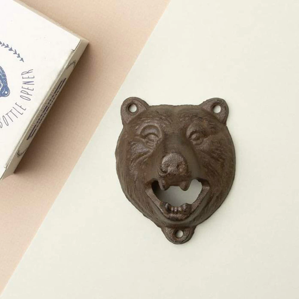 Cast Iron Bear Head Bottle Opener 3 Cast Iron Bear Head Bottle Opener