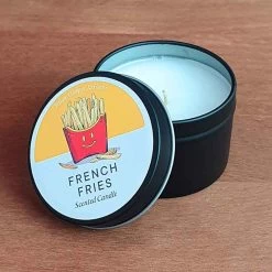 French Fries Scented Candle Tin -Entertainment Toy Store yellow octopus french fries scented candle travel tin 3