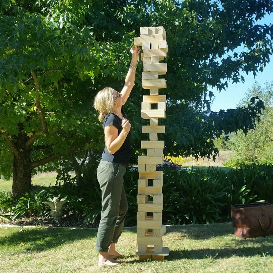 Giant Wooden Stacking Tower Blocks Outdoor Game 3 Giant Wooden Stacking Tower Blocks Outdoor Game