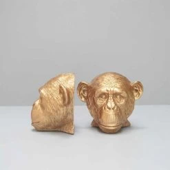 Gold Monkey Bookends | White Moose