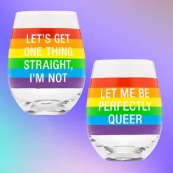 Rainbow LGBT Stemless Wine Glass | 2 Styles!