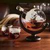 World Globe Whiskey Decanter With 2 Glasses -Entertainment Toy Store yellow octopus refinery globe decanter with glasses stand 1