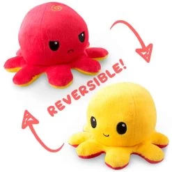Reversible Octopus Mood Plushie Red & Yellow