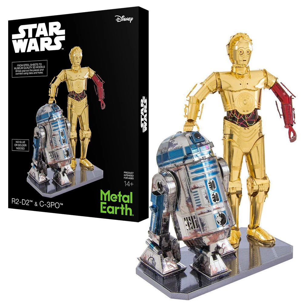 Star Wars R2-D2 & C-3PO Metal Model Kit | Metal Earth 3 Star Wars R2-D2 & C-3PO Metal Model Kit | Metal Earth