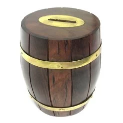Wooden Wine Barrel Money Box - 2 Sizes!